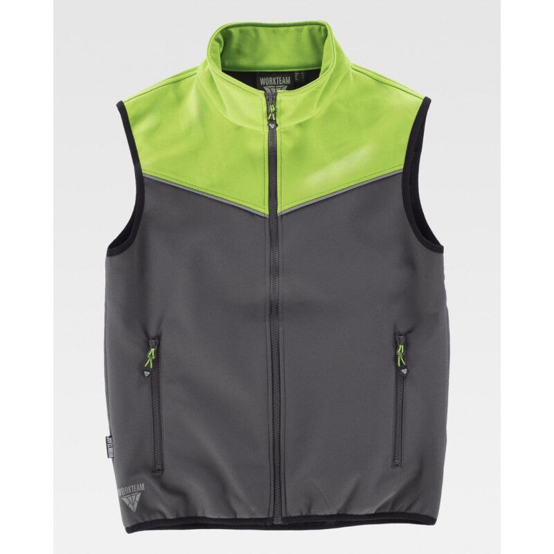 

Chaleco Workshell con canesús combinados de tejido cortavientos S9316 Sport | XXL - Gris / Verde lima - Workteam