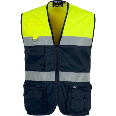 Chaleco tipo safari combinado con cintas reflectantes WORKTEAM C4010 XXL Marino+Amarillo A.V.
