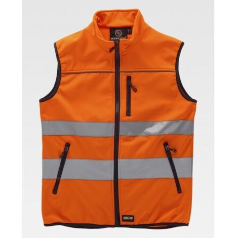 Chaleco workshell de Alta Visibilidad en tejido Ripstop WORKTEAM C2920 M Naranja A.V.