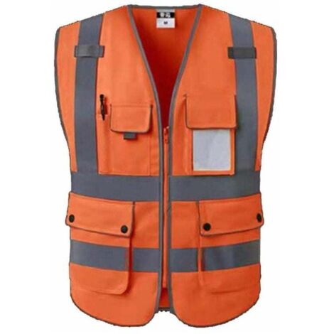 Chalecos de seguridad AIPERQ / Chaleco de trabajo / Chaleco de seguridad con bolsillos y cremallera frontal