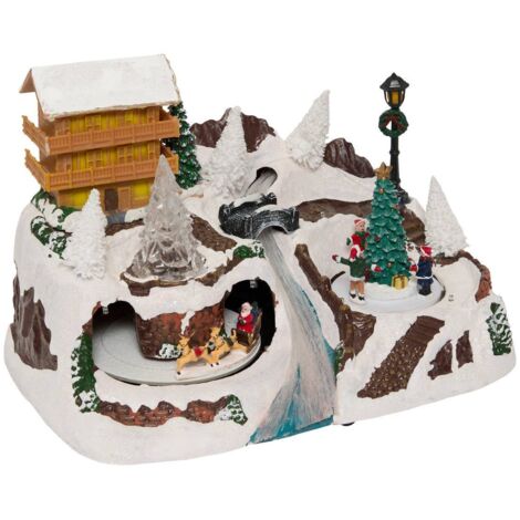 Chalet e albero di Natale illuminato 17 LED l.31cm  - Feeric lights & christmas