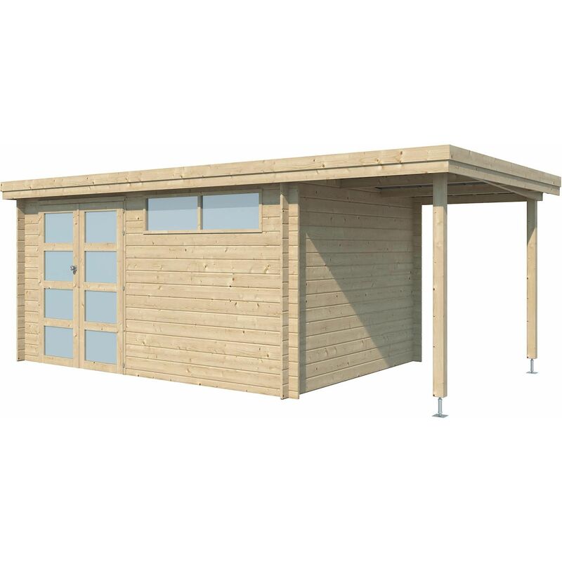 Chalet en bois 12.24 m² avec extension Moderne Avec plancher