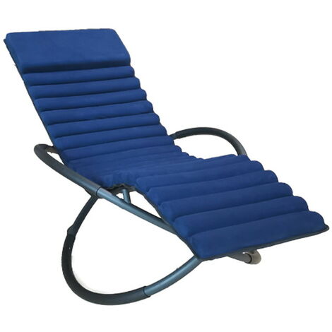Chalet & Jardin – Bain de soleil à bascule swing luxe monaco – Matelas rembourré bleu – Base en aluminium – Dimensions 166x74x85 cm – 14700895