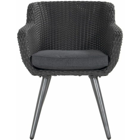 CHALET & JARDIN Chaise-fauteuil Amadora en résine tressée - pieds en aluminium - Anthracite