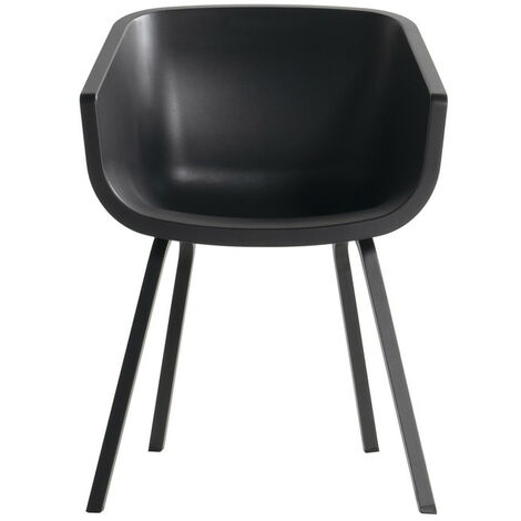CHALET & JARDIN Lot de 2 chaises Amalia Element en résine - pieds en aluminium - Noir