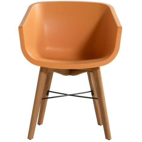 CHALET & JARDIN Lot de 2 chaises Amalia Eucalyptus en résine - pieds en bois - Orange