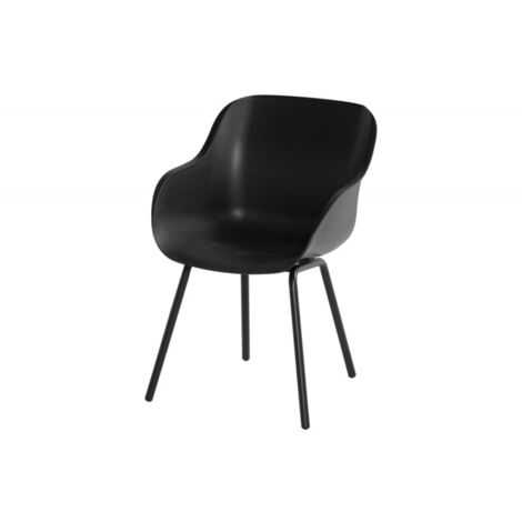 CHALET & JARDIN Lot de 2 chaises design noir en résine et aluminium - confort ergonomique