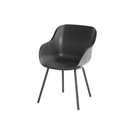 CHALET & JARDIN Lot de 2 chaises Sophie Rondo Elegance en résine - pieds en aluminium - Anthracite