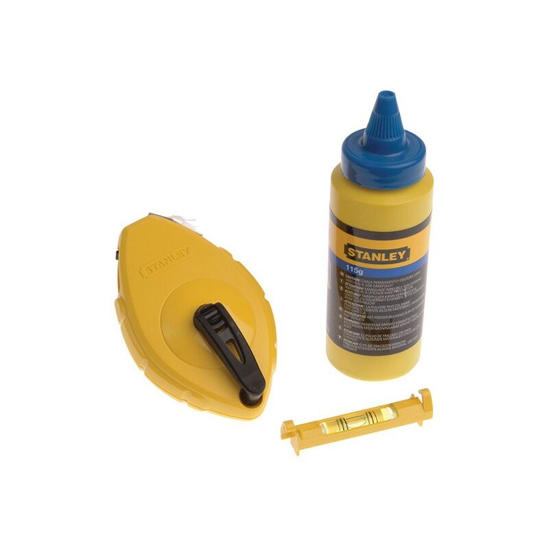 30m Chalk Line STA047443 Blue Chalk 113g Refill & Line Level 0-47-443 - Stanley