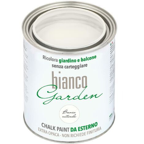 CHALK PAINT DA ESTERNO biancoGarden Bianco Naturale - Ricolora giardino e balcone SENZA CARTEGGIARE e SENZA FINITURA (1 Litro)