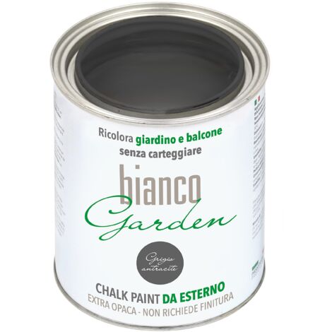CHALK PAINT DA ESTERNO biancoGarden Grigio Antracite - Ricolora giardino e balcone SENZA CARTEGGIARE e SENZA FINITURA (1 Litro)