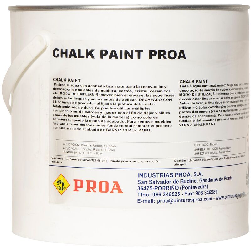 

CHALK PAINT EFECTO TIZA PARA MUEBLES GRIS CHALK 2,5L, GRIS CHALK 2,5lts - Proa