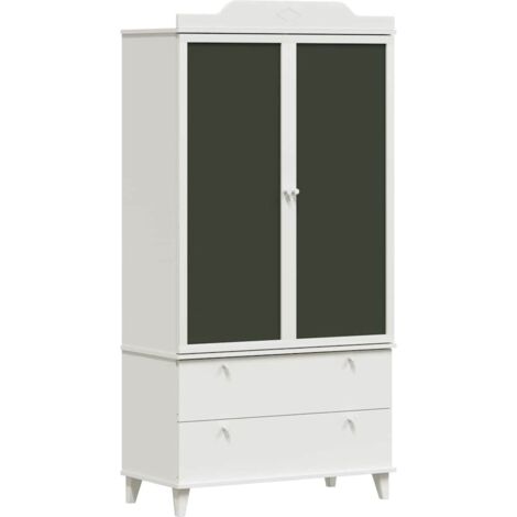 Chalkboard Wardrobe with Drawer with Door White Engineered wood vidaXL