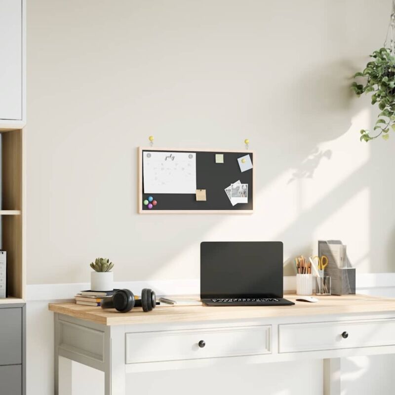 Chalkboard with Solid Pine Wood Frame Black 60x30 cm Vidaxl