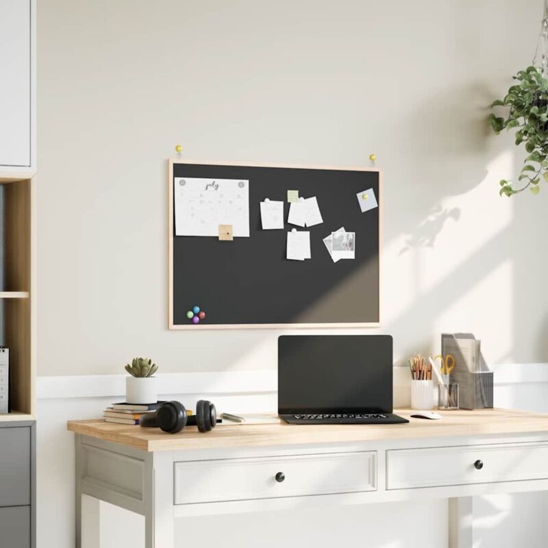 Chalkboard with Solid Pine Wood Frame Black 80x55 cm Vidaxl