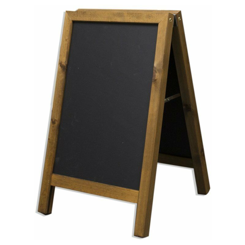 Image of Standard a-frame lavagna/lavagna Pavement display, legno, rovere scuro, 75 x 45 x 5 cm - Chalkboards Uk