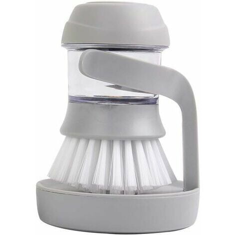 CHAM - CEBGFI Cepillo Lavavajillas con Dispensador de Jabón, Cepillo de Cocina con Soporte, Cepillo con Depósito de Detergente, Cepillo de Limpieza para Limpieza de Estufa, Fregadero de Cocina, Gris