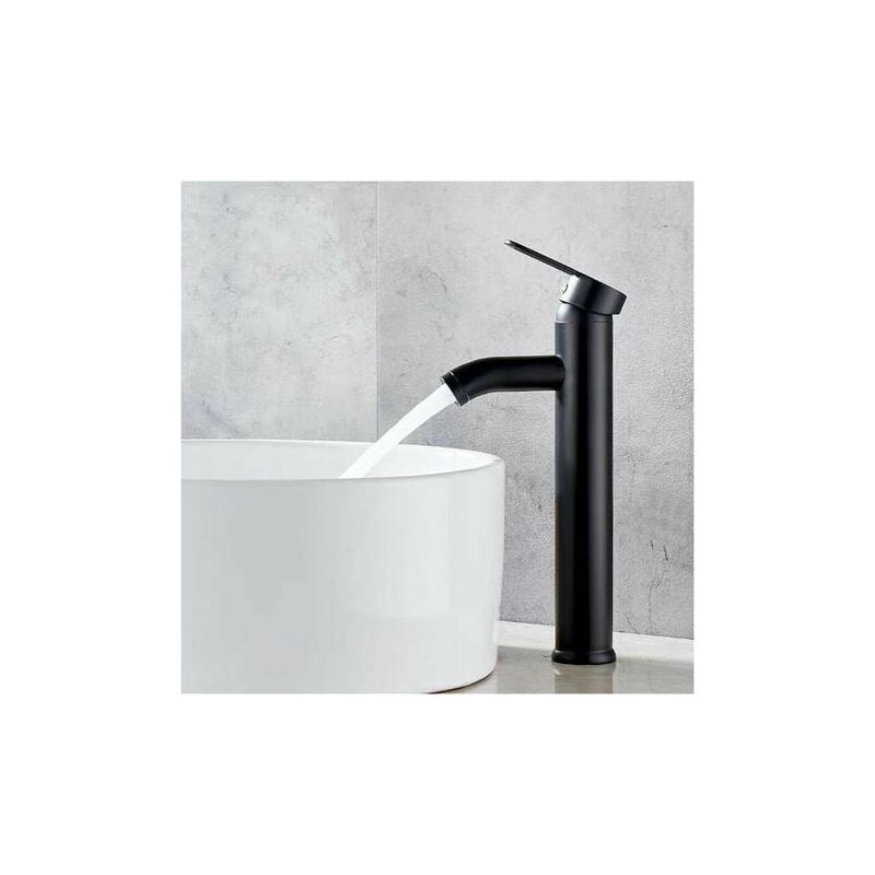 Cham - Hezrw Faucet Matte Black Copper Single Handle Bathroom Sink Faucet Hot Cold Mate Basin Faucet Sleek And Retro Design Single Hole Lever Faucet