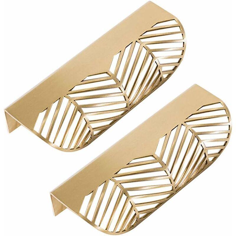 Ccykxa - 2pcs Leaf Drawer Handle Brass Furniture Door Handle Pull Cabinet Wardrobe Door Handle