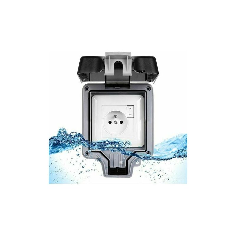 Cham - qkplz Waterproof Outdoor Socket IP66 Waterproof Outdoor 16A (With Switch),