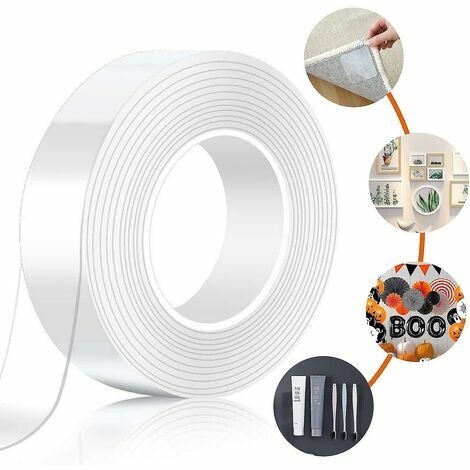 CHAM - YDRFHZ Cinta adhesiva de doble cara, Super Nano Cinta adhesiva de doble cara, Cinta adhesiva de doble cara acrílica transparente, Espesor 2 mm, Ancho 3 cm, Longitud 1 m