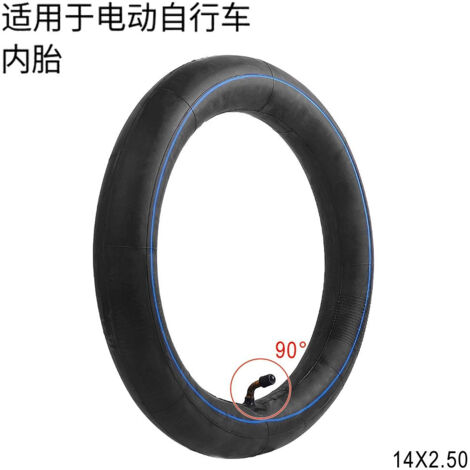 Chambre à air 14 pouces pour vélo électrique, 14 x 2,50, embout coudé à 90°, pour trottinette/monocycle électrique.