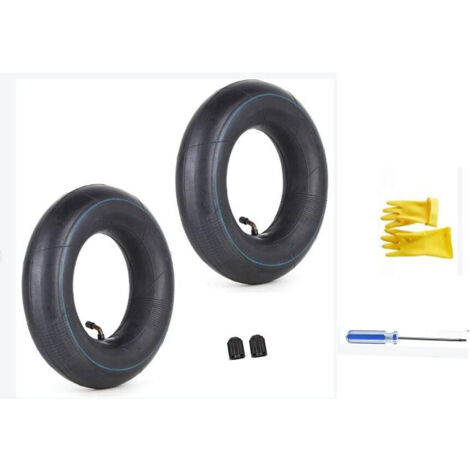 Chambre à air 4,00/3,50-6 350/400-6 3.50-6 4.00-6 4.10-6 avec tige de valve coudée TR87 Remplacement pour camions à main Tondeuses à gazon Remorques de jardin Brouettes + Gants A