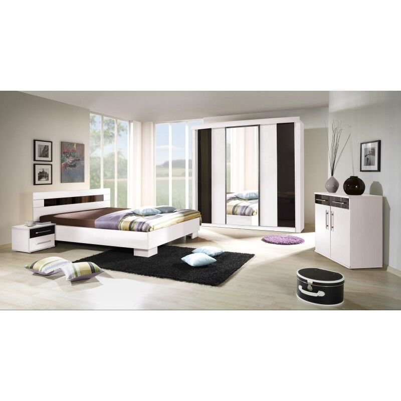  Chambre  coucher  compl te  DUBLIN adulte design blanche 