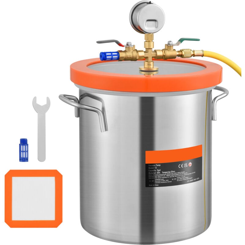 Mophorn - Chambre à vide avec couvercle en verre trempé, chambre de dégazage de 5 gallons, joints en silicone