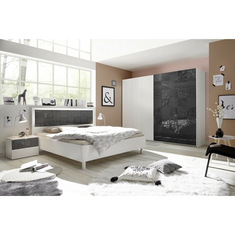 Chambre complète AVOLTE 2 dim 160x200 cm - Couleur: Noir - Noir