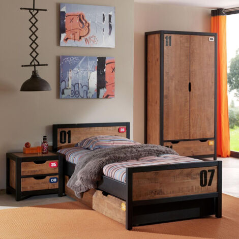 Chambre Complète Enfant 5 Pièces "Alex" Marron & Noir