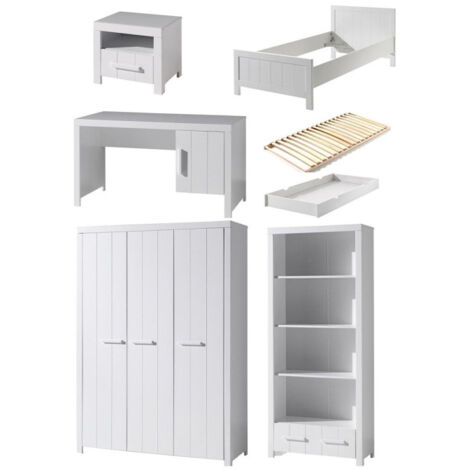 Chambre Complète Enfant 7P "Erik II" Blanc