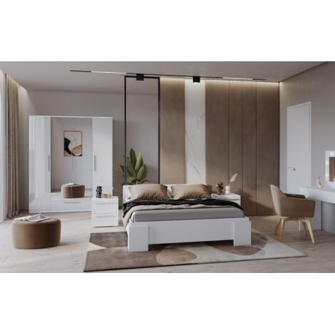 Chambre complète INDIA Blanche 160x200 cm - avec armoire