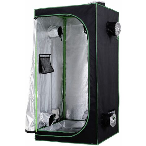 Chambre de culture hydroponique tente de culture grow box 0,8L x 0,8l x 1,6H m oxford 600D mylar noir vert - Noir