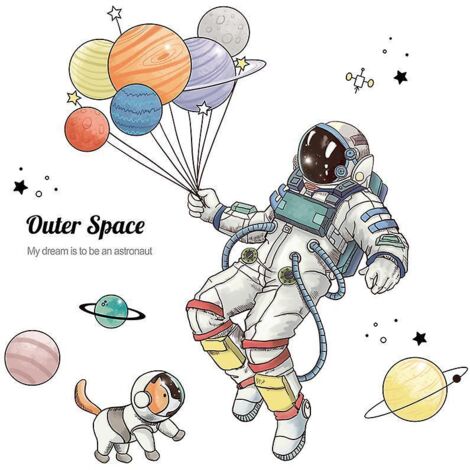 chambre D'enfant Ballon De Dessin Anim Stickers Muraux Espace Planete Autocollant Mural Fuse Astronaute Toiles Dcoration Murale Chambre Enfants Bb