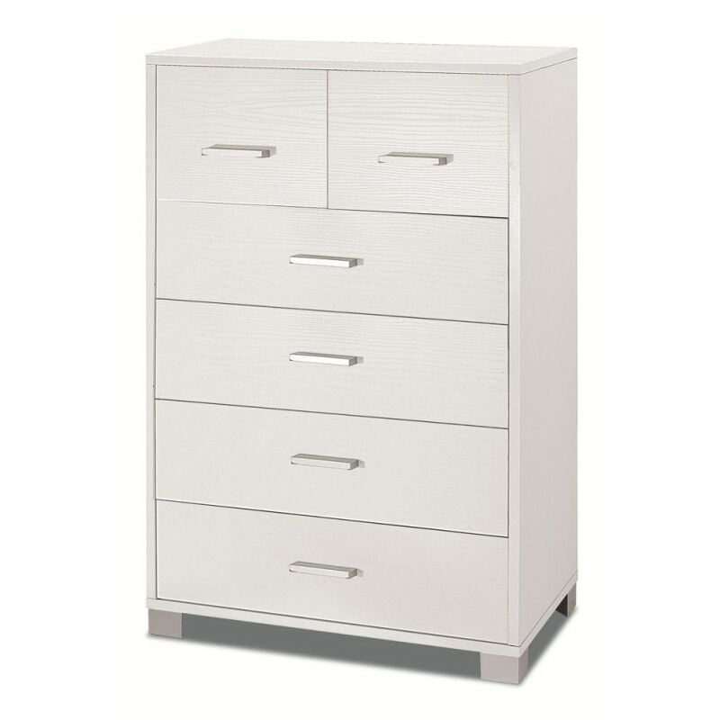Sarmog - Commode haute avec six tiroirs Frêne Blanc 70x41x h112 cm