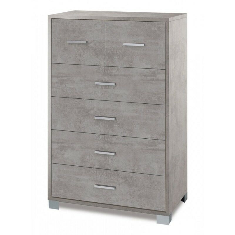 Sarmog - Commode haute à six tiroirs Beton Cemento 70x41x h112 cm