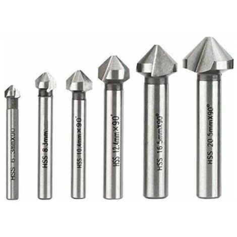 Chamfering Cutter, Conical Metal Cutter, HSS High-Speed Steel Countersink Drill Bit 6.3/8.3/10.4/12.4/16.5/20.5mm 6 PCS -