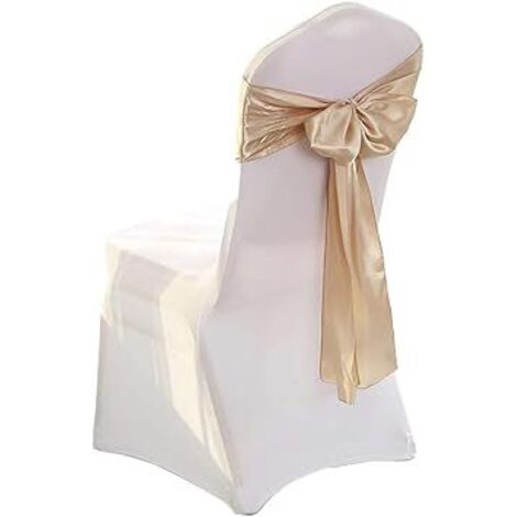 (Champagner) Ein Set aus 1 Stuhlschleifen aus Satin-Organza mit seidigem Bezug