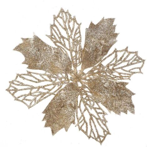 Champagner-Gold-Set mit 12 künstlichen glitzernden Weihnachtssternen für den Weihnachtsbaum, 16 cm Durchmesser
