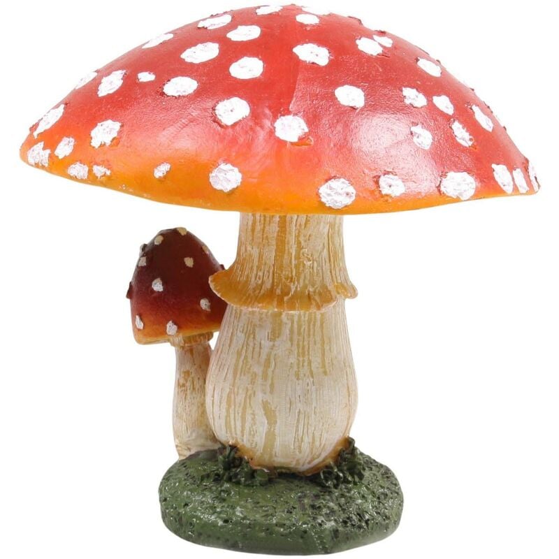 Champignon dans l'herbe en résine Duo - hauteur 15,5 cm