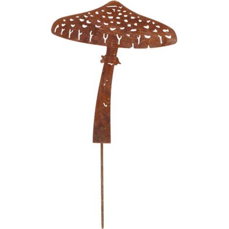 Champignon en métal rouillé sur pic Champignon parasol