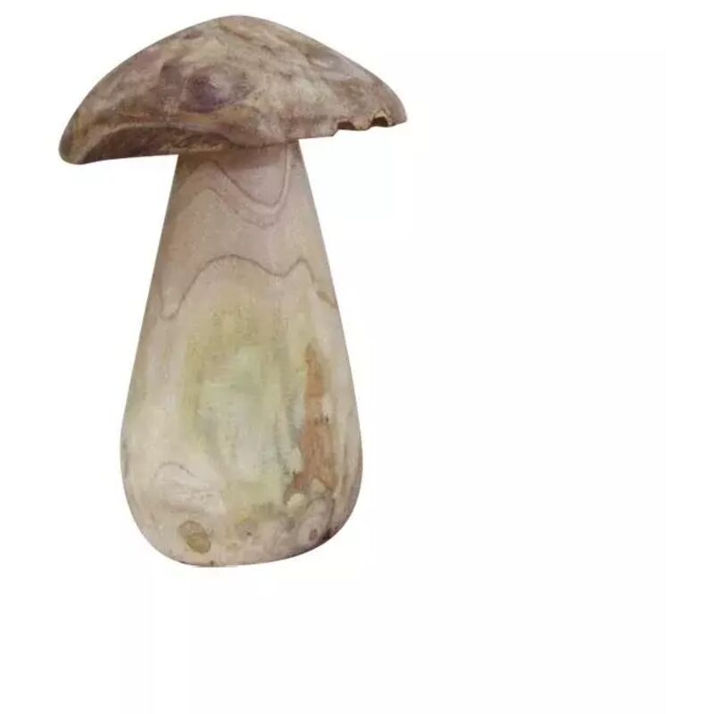 Meubletmoi - Sculpture champignon décoratif en bois de teck h. 29 cm - champi l