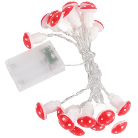 Champignon LED Guirlandes Lumineuses 20 LED Bande Lumineuse Jardin Décoration de Noël Lumière Alimentée par Batterie pour la Décoration de Fête de Mariage
