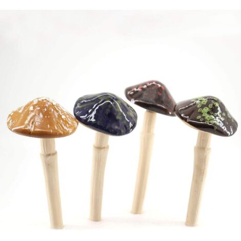 Champignons de Jardin en Céramique, 4 Pcs Fée Jardin Couleur Tinkling Toadstool, Champignons Céramique Pelouse Ornement en Pot Décoration pour DIY Dollhouse Potting Flowerpot Plant Statue