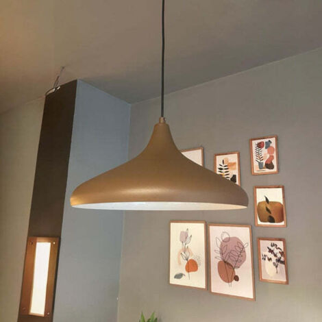 Champion Industrielle Pendelleuchte aus Braun handbemaltem Metall – Vintage Kronleuchter E27 Ø35 cm für Wohnzimmer, Schlafzimmer oder Esszimmer