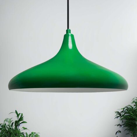 Champion Industrielle Pendelleuchte aus Grün handbemaltem Metall – Vintage Kronleuchter E27 Ø35 cm für Wohnzimmer, Schlafzimmer oder Esszimmer