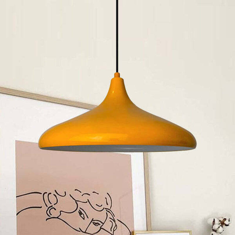 Bamyum Champion Industrielle Pendelleuchte Aus Gelb Handbemaltem Metall – Vintage Kronleuchter E27 Ø35 Cm Für Wohnzimmer, Schlafzimmer Oder Esszimmer
