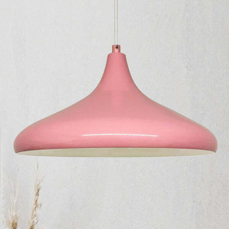 Bamyum Champion Industrielle Pendelleuchte Aus Rosa Handbemaltem Metall – Vintage Kronleuchter E27 Ø35 Cm Für Wohnzimmer, Schlafzimmer Oder Esszimmer