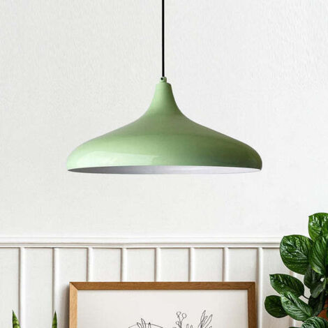 Champion Industrielle Pendelleuchte aus Minzgrün handbemaltem Metall – Vintage Kronleuchter E27 Ø35 cm für Wohnzimmer, Schlafzimmer oder Esszimmer